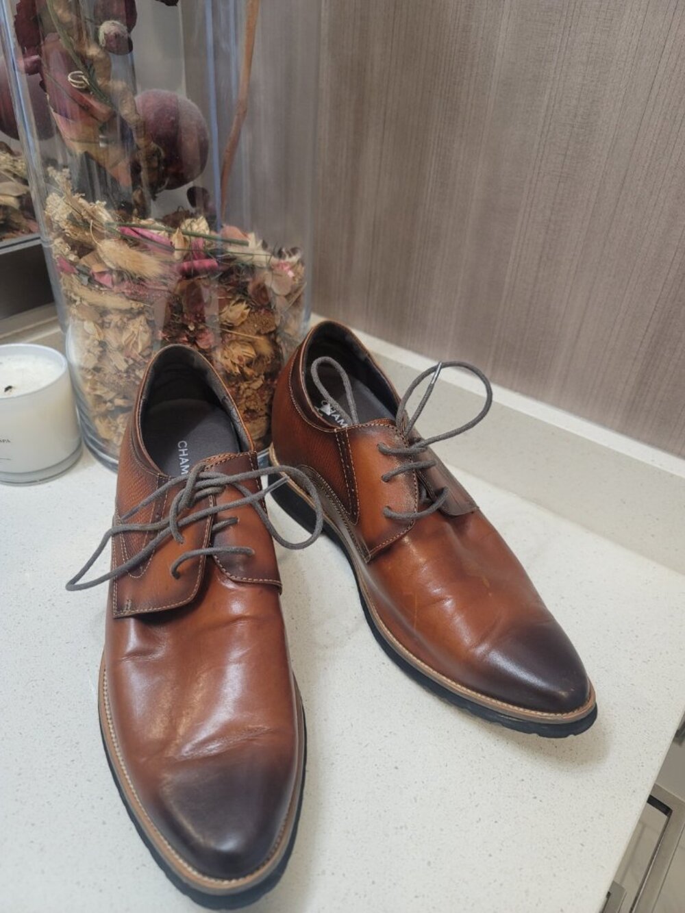 CHAMARIPA Elevator Shoes MEN'S Brown Oxford Shoes Size US 10